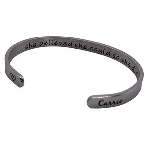 Carrie personalized cuff bangle She believed New
